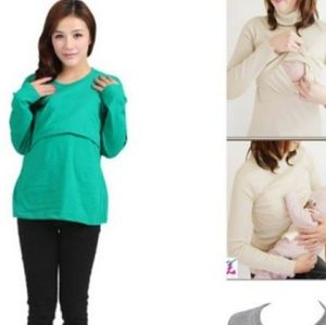 3/$12 NWOT Nursing t shirt green long sleeve